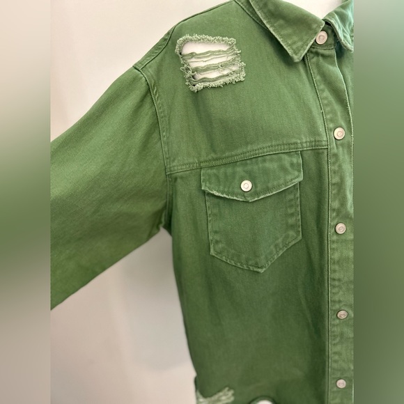 Green mila and tiff ripped Jean jacket | XL ripped Jean jacket - Picture 7 of 11